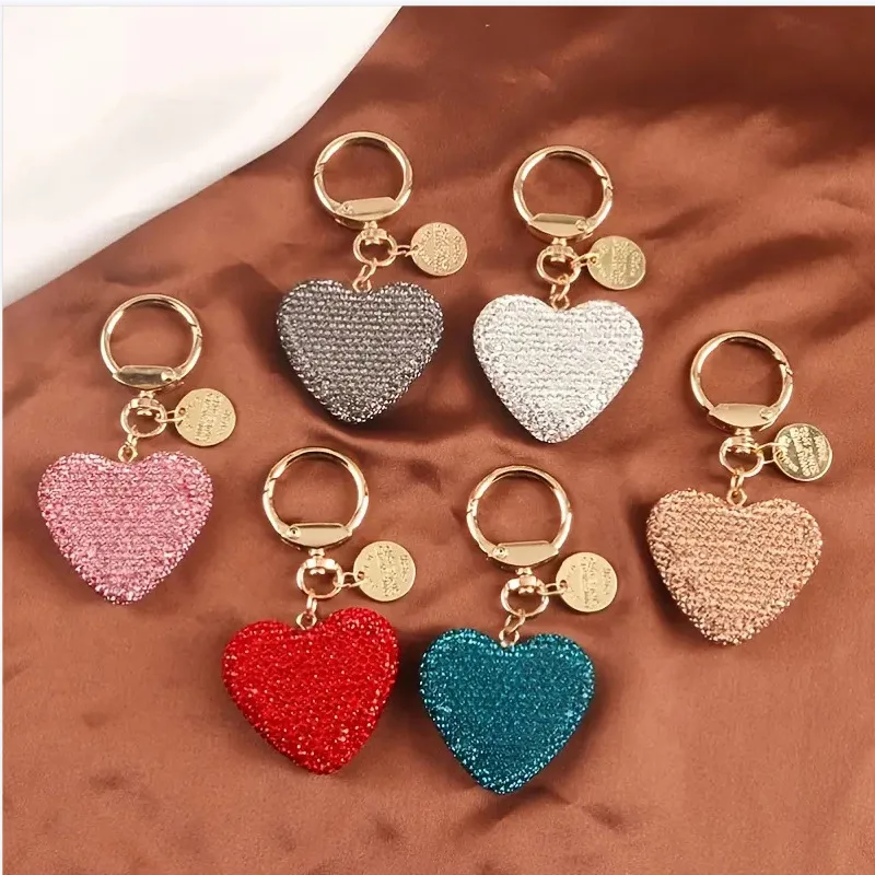 Bling kamienok Srdce Srdce Keychains Glitter Crystal Keychain Key Rings pre ženy Dievčatá Souvenír Birthday Valentín Darček