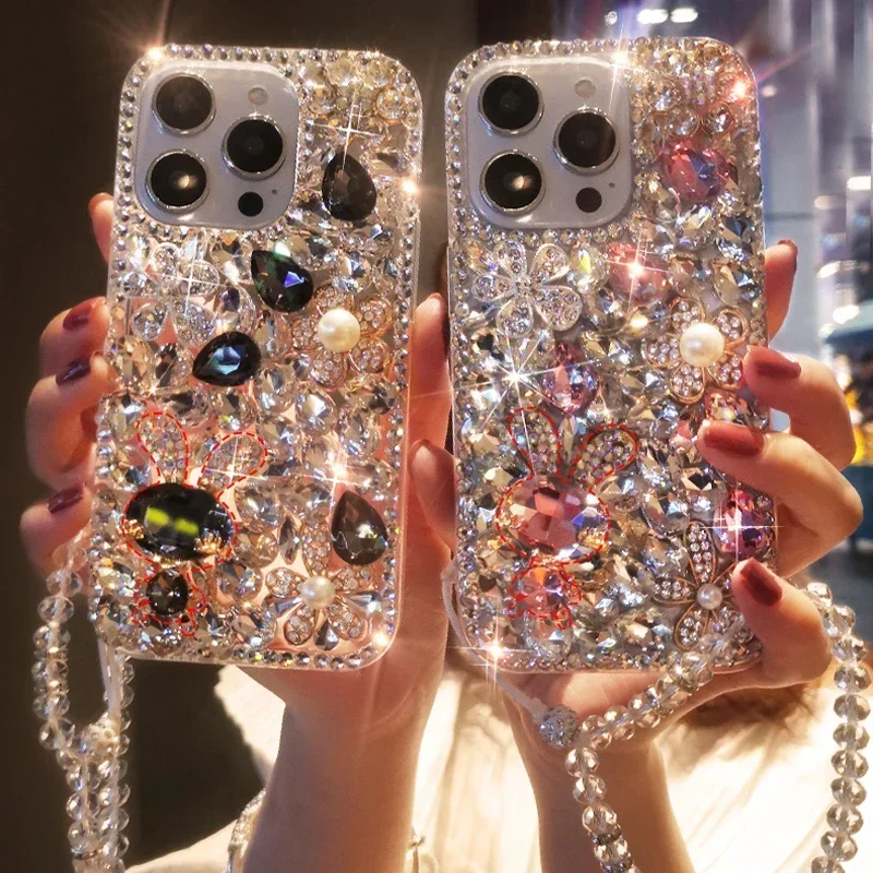 Bling puzdro pre dievčatá a ženy, luxusný trblietavý diamant, krištáľový kamienok, pre Samsung A32, A52, A71, A72, A73, A53, A14