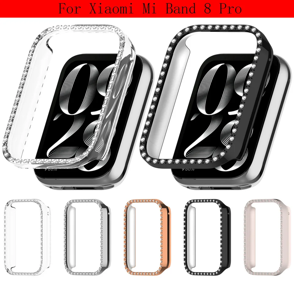 Bling puzdro pre Xiaomi Mi Band 8 Pro, Crystal Shining Shinestone PC Ochranný rám (bez ochrancu obrazovky).