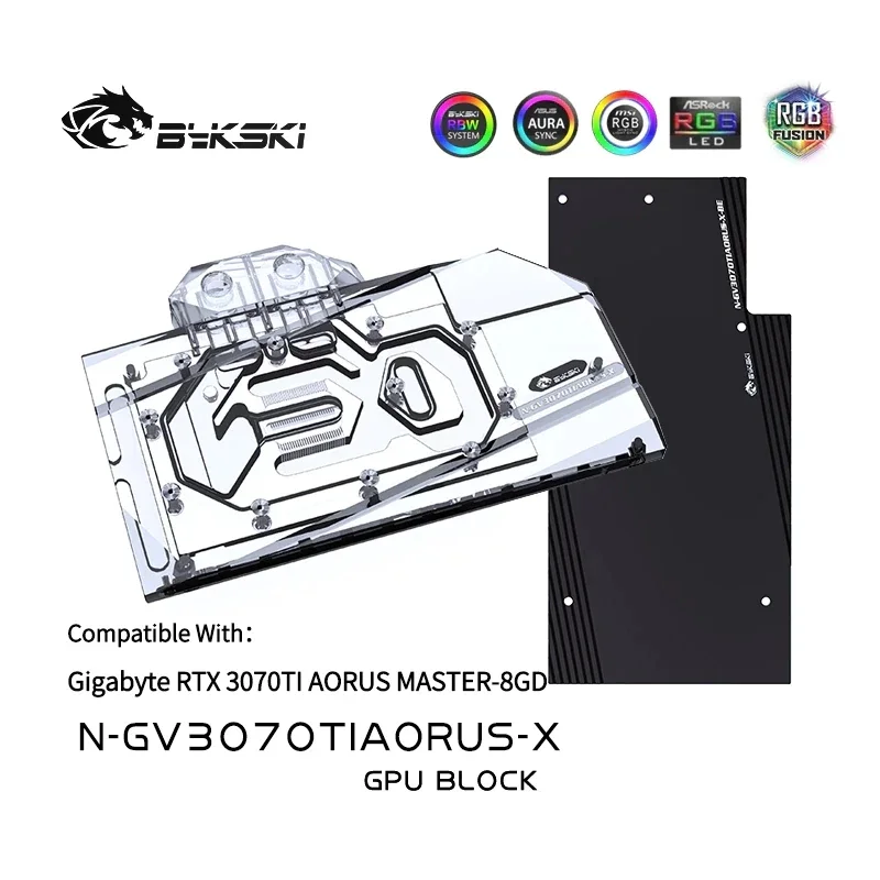 Bloky Blskski VGA pre AORUS GEFORCE RTX 3070TI MASTER 8G A-RGB Vodné bloky Vodný blok chladenie tekutého chladiča N-GV3070tiaorus-x