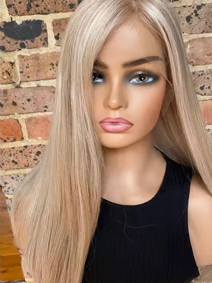 Blondínka syntetická parochňa prírodná parochňa čipky predná parochňa Priame HD Hight Huste Hustoty Pretriehaná pre ženy denné párty Cosplay Používanie
