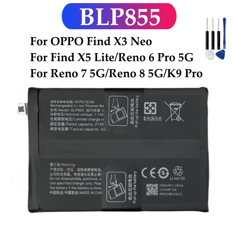 BLP855 Výmena batérie pre OPPO Nájdite X3 Neo Reno6 Pro 5G (MediaTek 1200) K9 Pro Reno 7 5G Fine X 5 Lite Reno 8 batérie