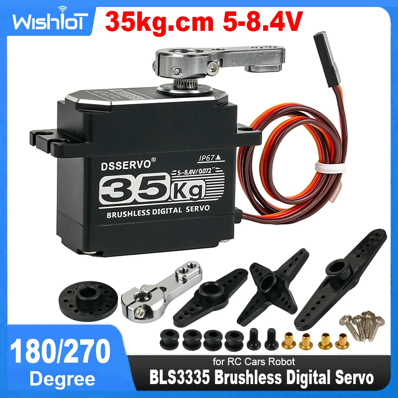 BLS3335 Brushless Digital Servo 35 kg 180/270 stupňa Motor Celotelové kovové kovové kovové moment kovové prevodové zariadenie pre RC Cars Robot