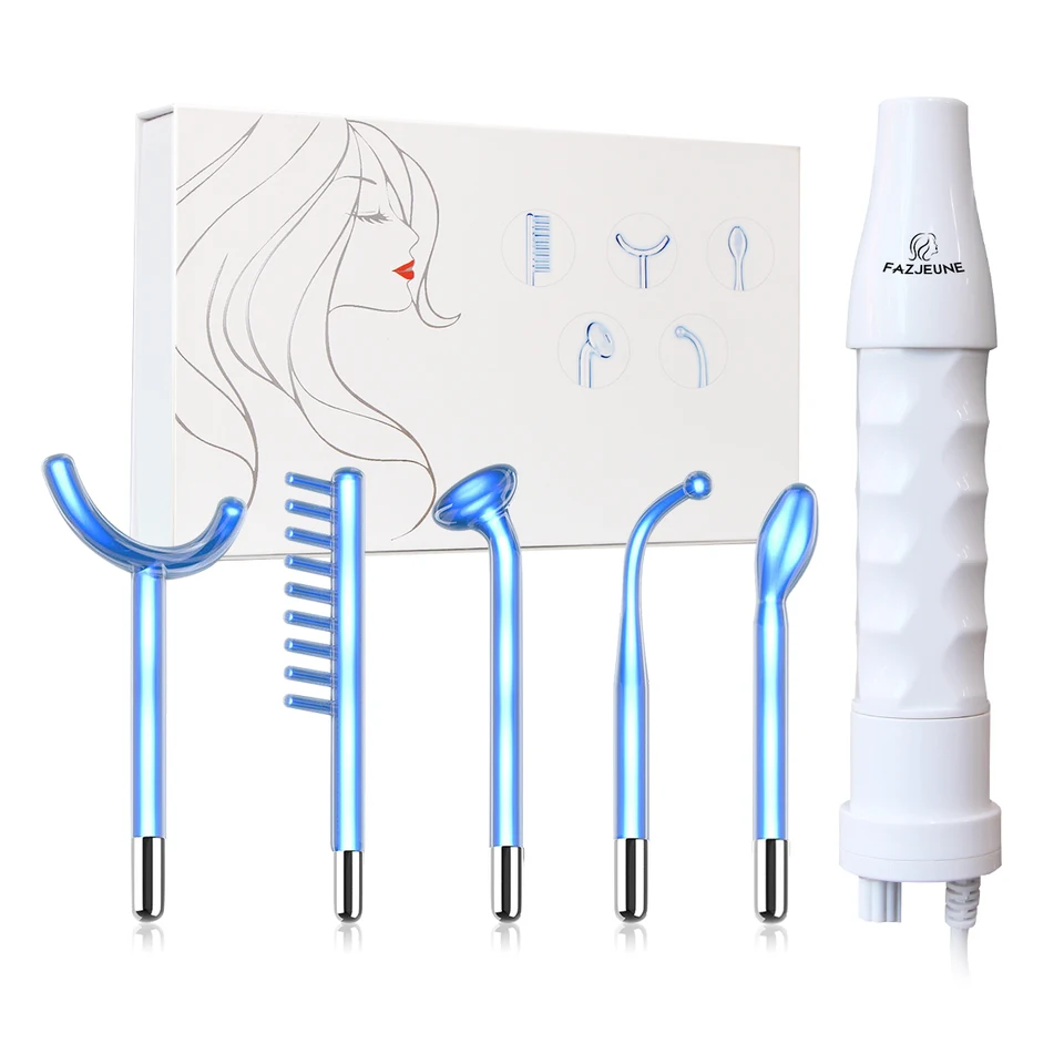 Blue 6-v-vysoká frekvenčná elektródová prútik pre vlasy proti starnutiu na tvár Acce Acne Tool Fusion Neon+Argon Wands Care Care