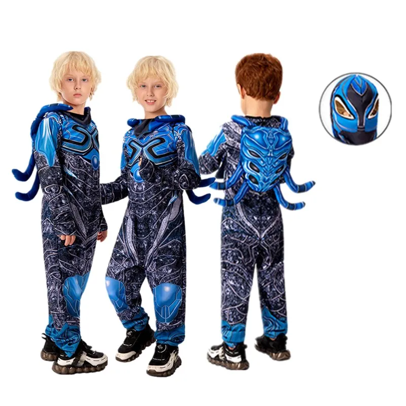 Blue Cos Beetle Cosplay kostým deti chlapci Fantasy kombinézy Bodysuit Outfits Halloween Carnival Party Suit