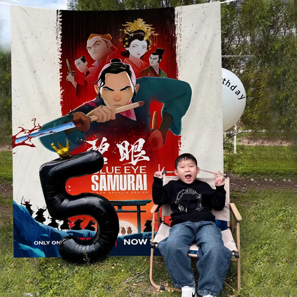 Blue Eye samurai veľké veľkosti vlajky Tlačové vzory zaujímavé narodeninové dekorácie banner