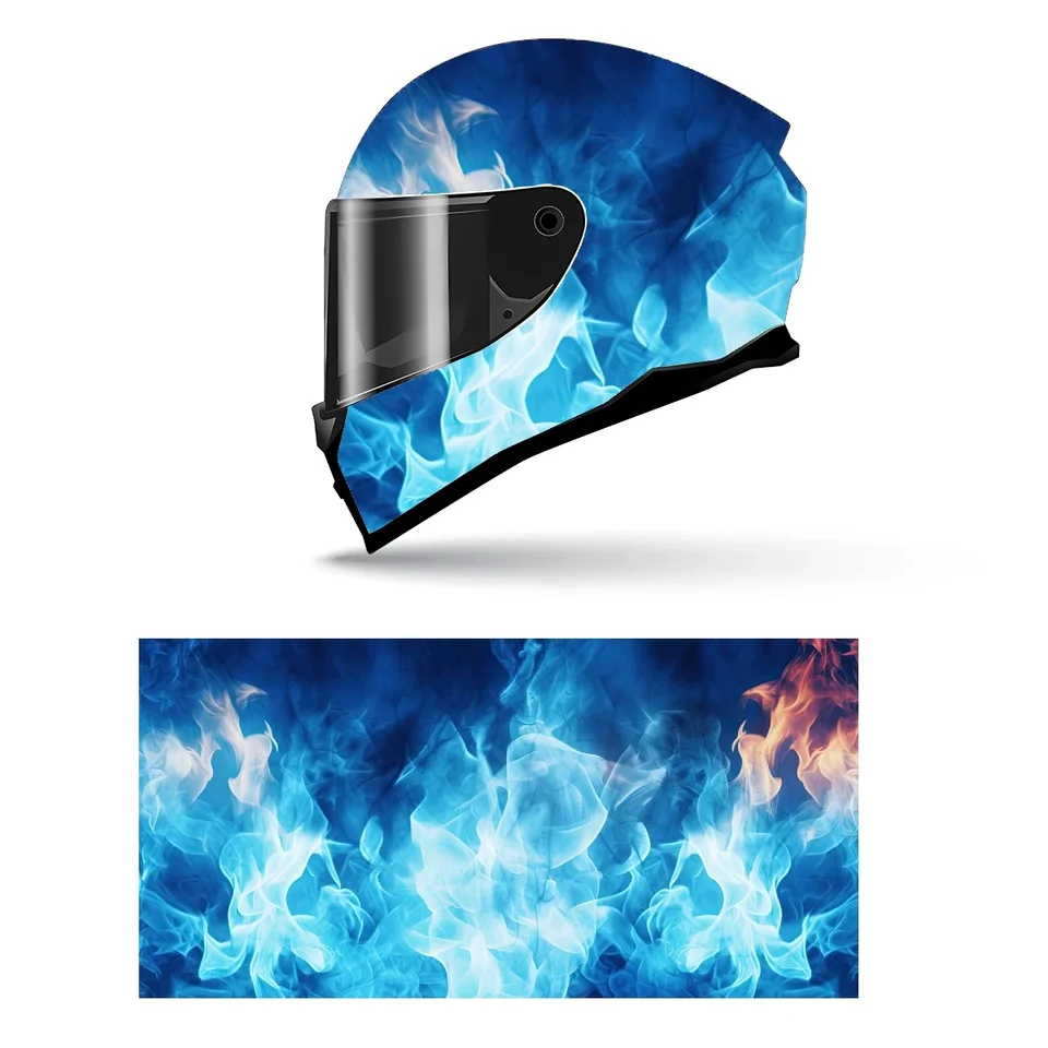 Blue Flame Art Full Helma zábalovú nálepku Motocykel pretekársky pretekár Grafický nálepka vinylová prilba dekoratívna nálepka