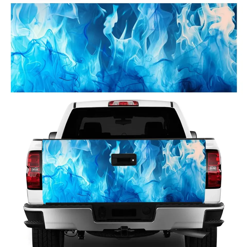 Blue Flame Fantasy Neon Fire Car Tail Trunt Chráňte vinly nálepku automatické príslušenstvo DIY HOOD DECORÁCIA Nálepka pre vyzdvihnutie terén