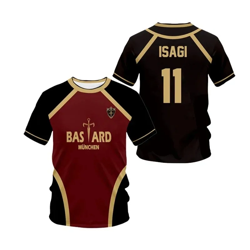 Blue Lock Anime Jersey Grafické tričká Men bastard futbalový futbalový karikatúra Summer unisex tlačené tričká Training Športové vrcholy