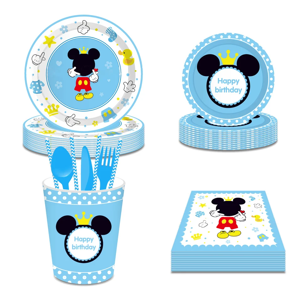 Blue Mickey Mouse Party Baby Christing Topper Boys Dievčatá Krstinácie obrad narodeniny Detská párty dodávka farby dekor