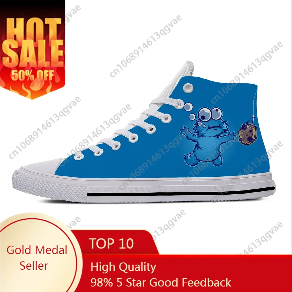 Blue Monster Anime Cartoon Manga Comic Cookie High Top tenisky Pánske dámske teenager plátno teniska Pár na mieru vyrobené topánky