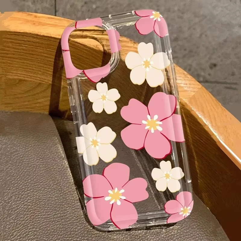 Blue Pink Large Flower Telefón pre Samsung Galaxy S24 S23 S22 S21 Plus Ultra Fe A73 A72 A71 A52 A51 A32 Clear Airbag