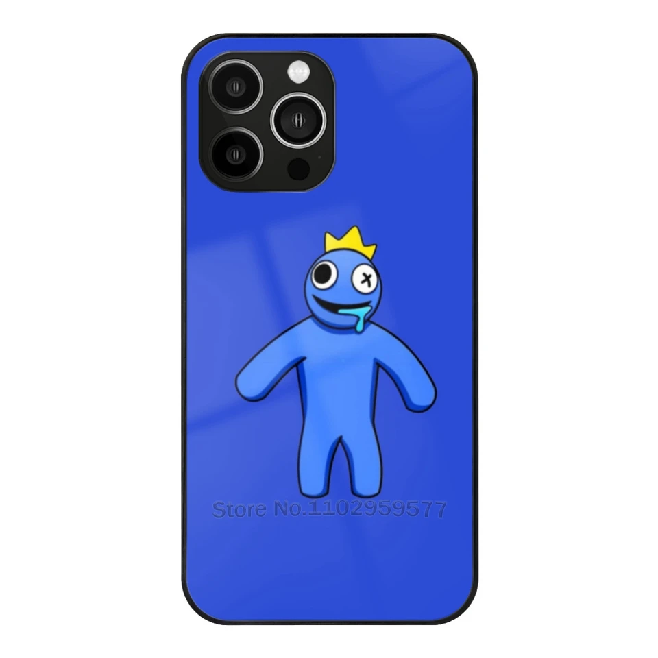 Blue Rainbow priateľ mäkké sklo puzdro pre iPhone 15 14 13 12 11 Pro x xs xr 7 8 Max Mini Cover Cover Rainbow Friends Friends Friends