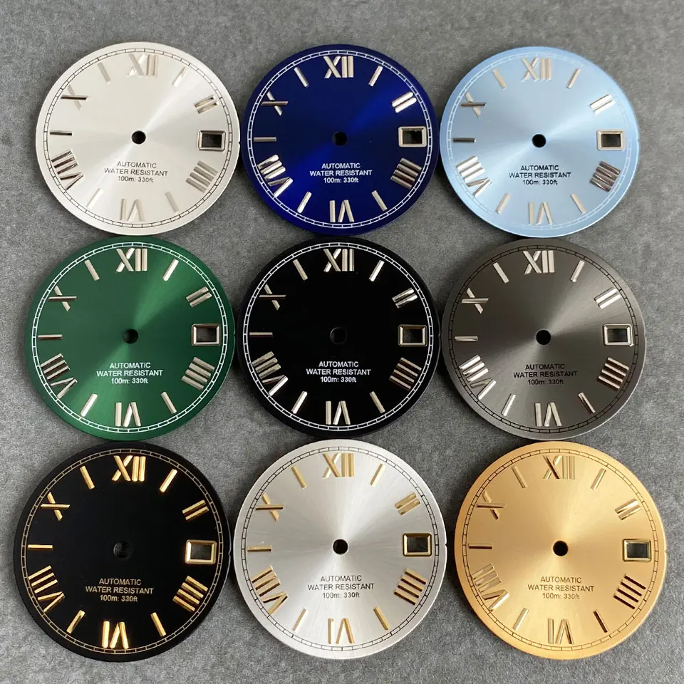 Blue Silver Black Green 29mm Sunburst hodinky vytáčanie zlata strieborná oceľ Ríma fit fit nh35 pohyb potápač