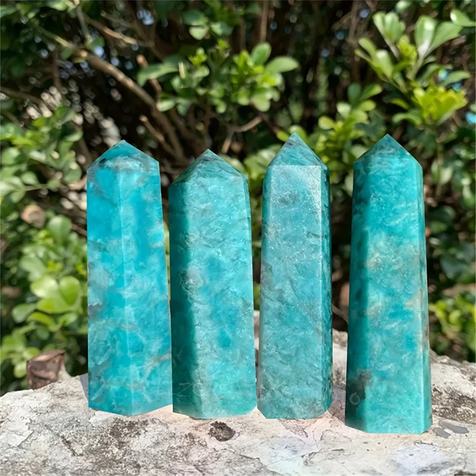 Blue Sky Amazonite Crystal Wand - Natural Quartz Tower for Home & Garden Decor, ideálne pre tematické večierky, Halloween a Tlid