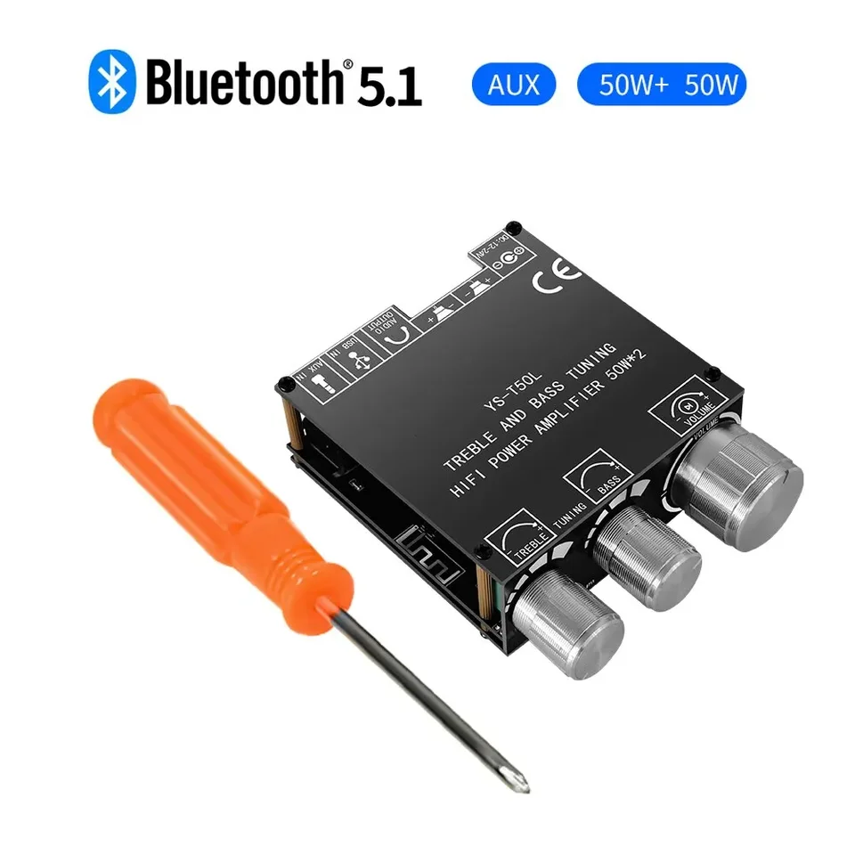 Bluetooth 5.0 2x50W HIFI Power Subwoofer Amplifier Board Stereo Digital Audio Power Zosilňovač AMP AUX USB T50L App