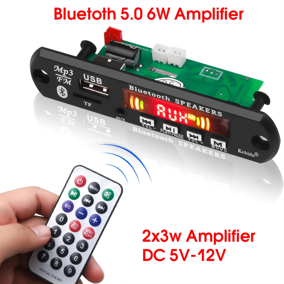 Bluetooth 5.0 6W Zosilňovač V5.0 Handsfree mp3 prehrávač Darček 5V 12V CAR FM Radio Modul TF USB U Disk AUX AUX Audio WI WI