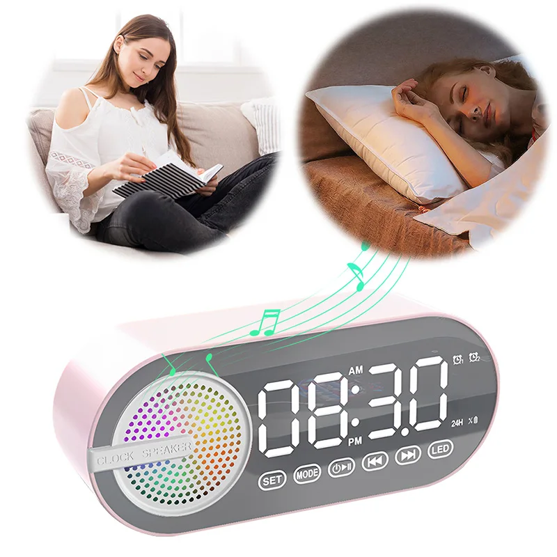 Bluetooth 5.0 Bezdrôtový reproduktor Multifunkčný hlasný subwoofer hodín mini inteligentné budík reproduktor FM Radio Desktop Hudba Play