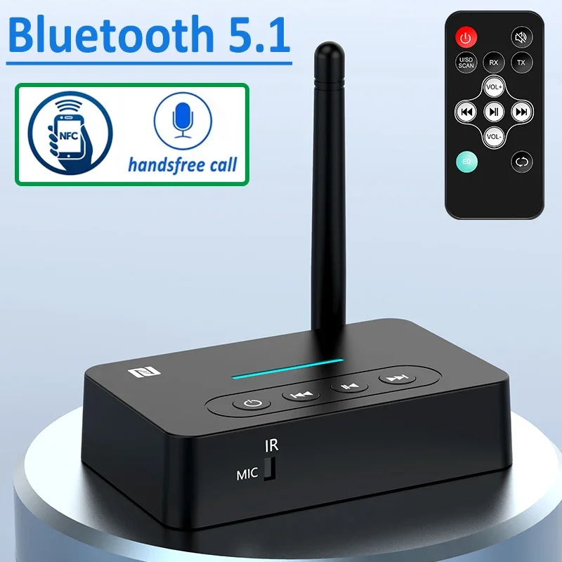 Bluetooth 5.1 prijímací vysielač stereo NFC AUX 3,5 mm Jack RCA Handsfree volanie mikrofónka bezdrôtového hudobného zvukového adaptéra pre televízor