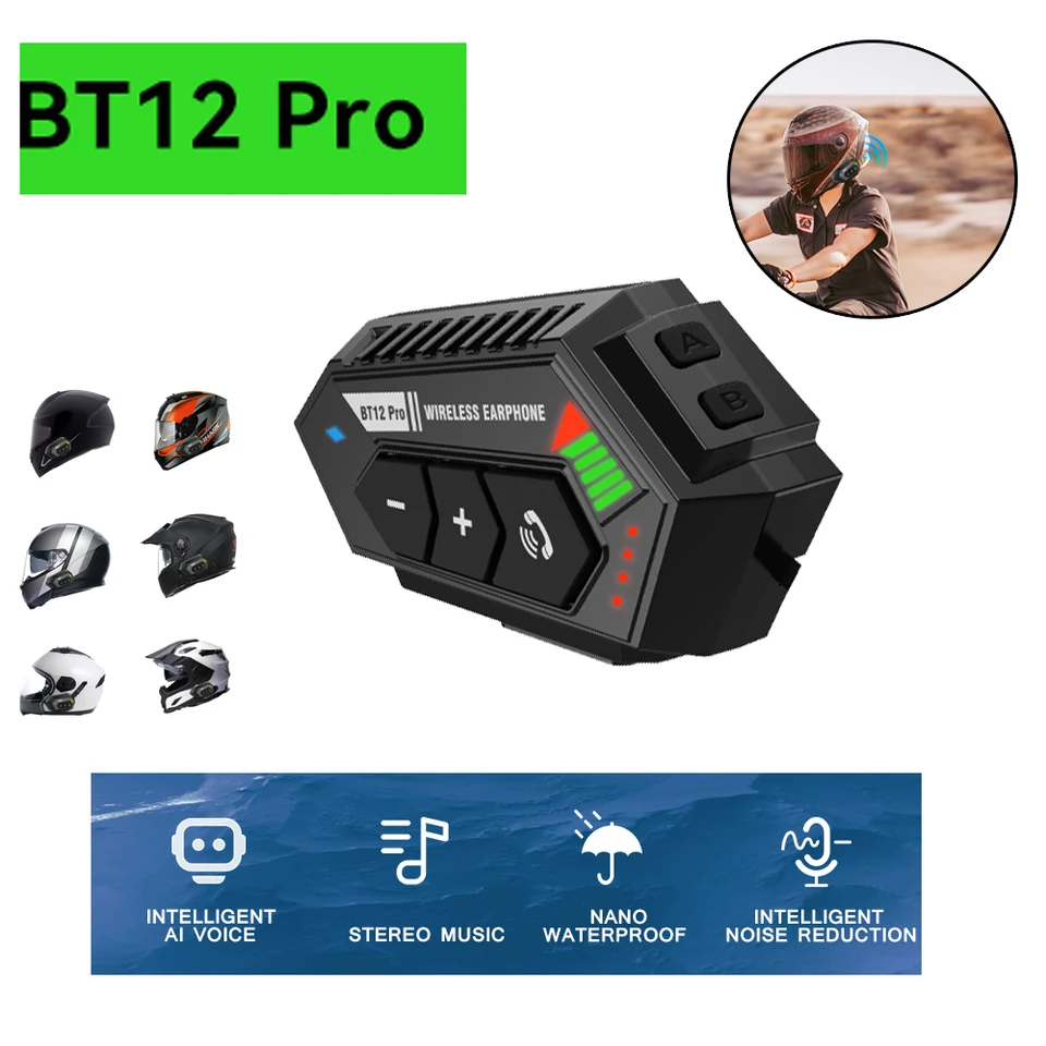 Bluetooth 5.3 Motocyklová prilba slúchadiel slúchadiel bezdrôtového motora Handsfree Free stereofónne slúchadlá redukcie hluku reproduktora s mikrofónom