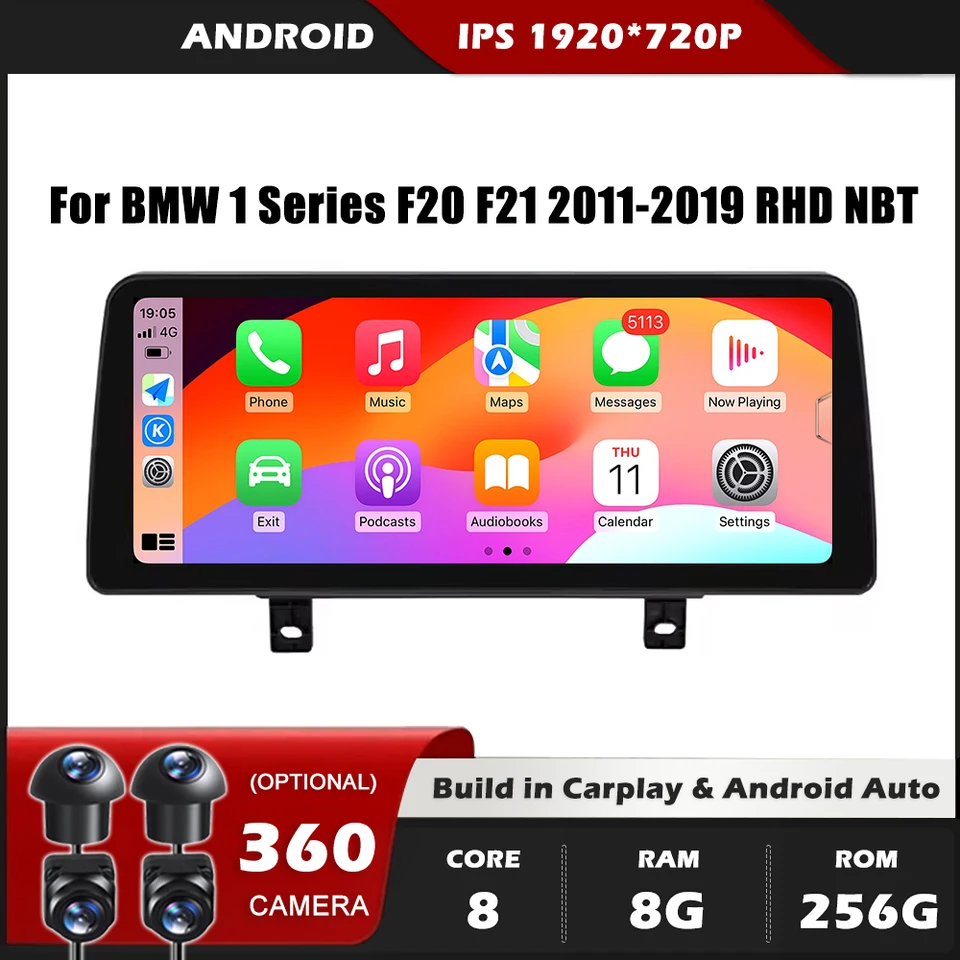 Bluetooth Android 14 12,3 palca pre BMW 1 séria F20 F21 2011-2019 RHD Player Multimedia Original GPS Navigation CarPlay Auto