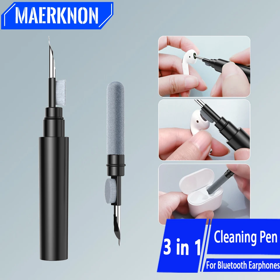 Bluetooth Earbud čistiace perá s bezdrôtovými slúchadlámi čistiaci kefka Čistá kefa pre AirPods Pro Bluetooth slúchadlá Nástroje na čistenie prípadov