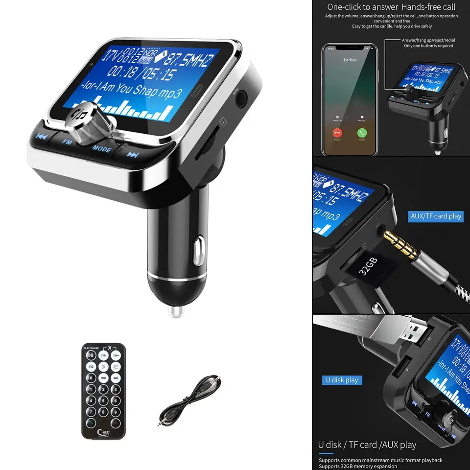 Bluetooth FM vysielač nabíjačku automobilu s diaľkovým ovládaním mp3 prehrávač USB