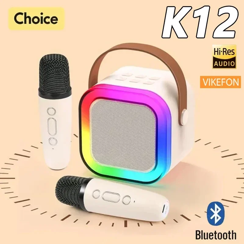 Bluetooth K12 Karaoke Machine Prenosný 5.3 PA reproduktorový systém s jedným dvojitým bezdrôtovým mikrofónom Rodina spievajúce detské darčeky