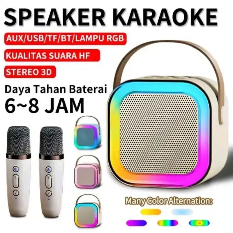 Bluetooth K12 Karaoke Machine Prenosný 5.3 reproduktorový systém PA s 1-2 bezdrôtovými mikrofónmi Domáca rodina Sing Sing Detské darčeky