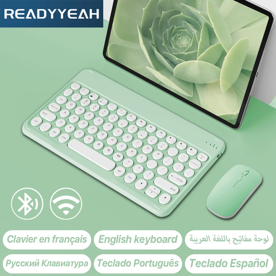 Bluetooth klávesnica myš pre laptop pre tablet pre iPad klávesnicu Španielska portugalská ruská hebrejská arabská francúzska klávesnica
