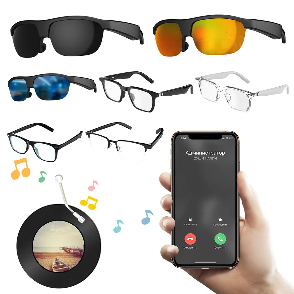Bluetooth-kompatibilné inteligentné slúchadlá okuliare s mikrofónom a reproduktormi bezdrôtové okuliare pre slúchadlá hudba Slnečné okuliare pre mužov Ženy