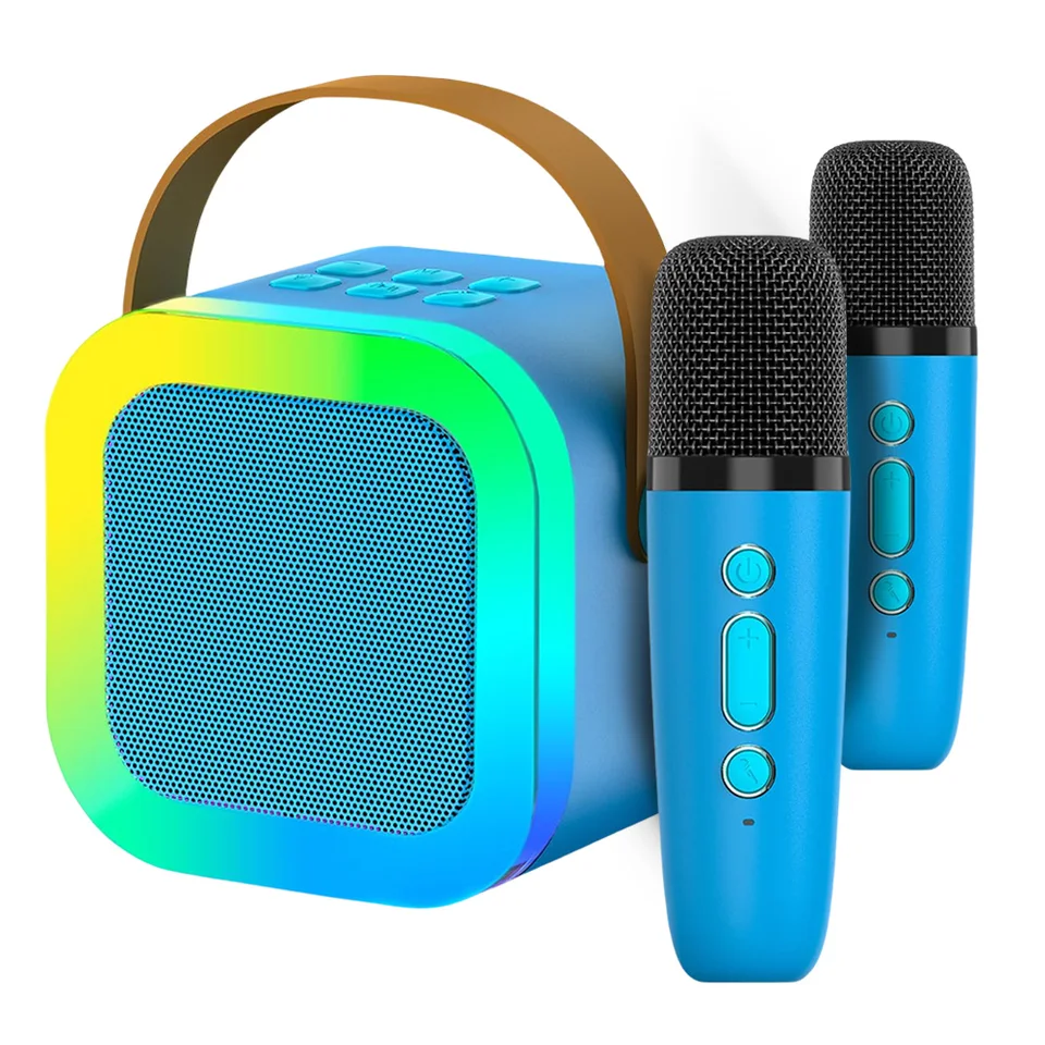 Bluetooth-kompatibilný 5.3 RGB Viacfarebný reproduktor s bezdrôtovým mikrofónnym strojom pre hračky s nastaviteľným LED pre domáci karaoke