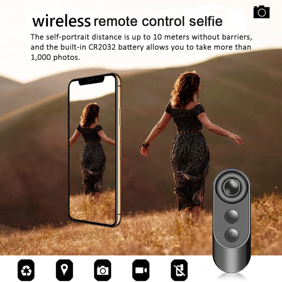 Bluetooth-kompatibilný diaľkový ovládač fotografia pre diaľkové ovládanie mobilného telefónu Selfie Stick Mobile Phone Diaľkové ovládanie