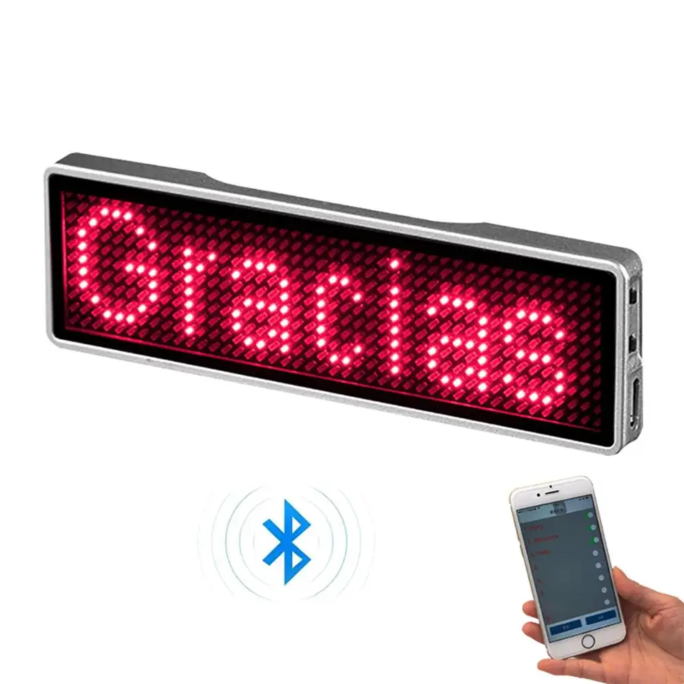 Bluetooth LED Digital Badge Insignia DIY Programovateľné posúvacie posúvacie správy Nabíjateľné mini LED dióda Zobrazový názov odznak