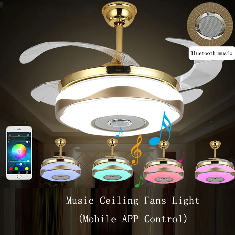 Bluetooth LED Dvojlôžková lampa, stropný ventilátor, diaľkové ovládanie, hudba, detská izba, reštaurácia