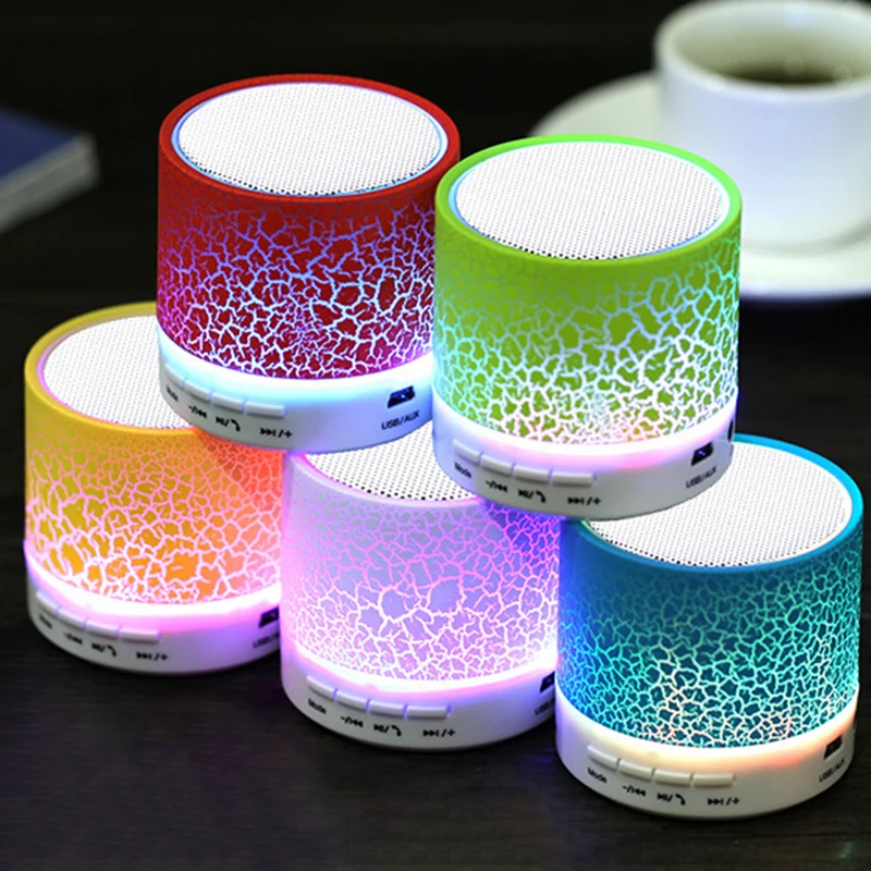 Bluetooth mini reproduktor bezdrôtový reproduktor farebný LED TF karta USB Subwoofer Prenosný MP3 hudobný zvukový stĺpec pre smartfón CAR PC