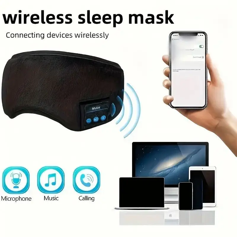 Bluetooth Music Sleep Eye Mask Blackout Blackout Priedušná inteligentná bezdrôtová hudba Yoga čelenka 3D bezdrôtová maska ​​Sleep Eye Mask