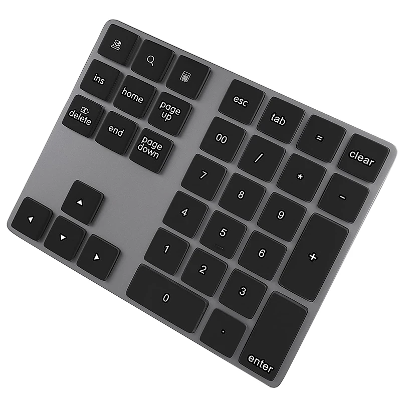 Bluetooth Numeric Keypad, hliník nabíjateľné 34-key bezdrôtové číslo PAD externé údaje Numpad Keyboard Data