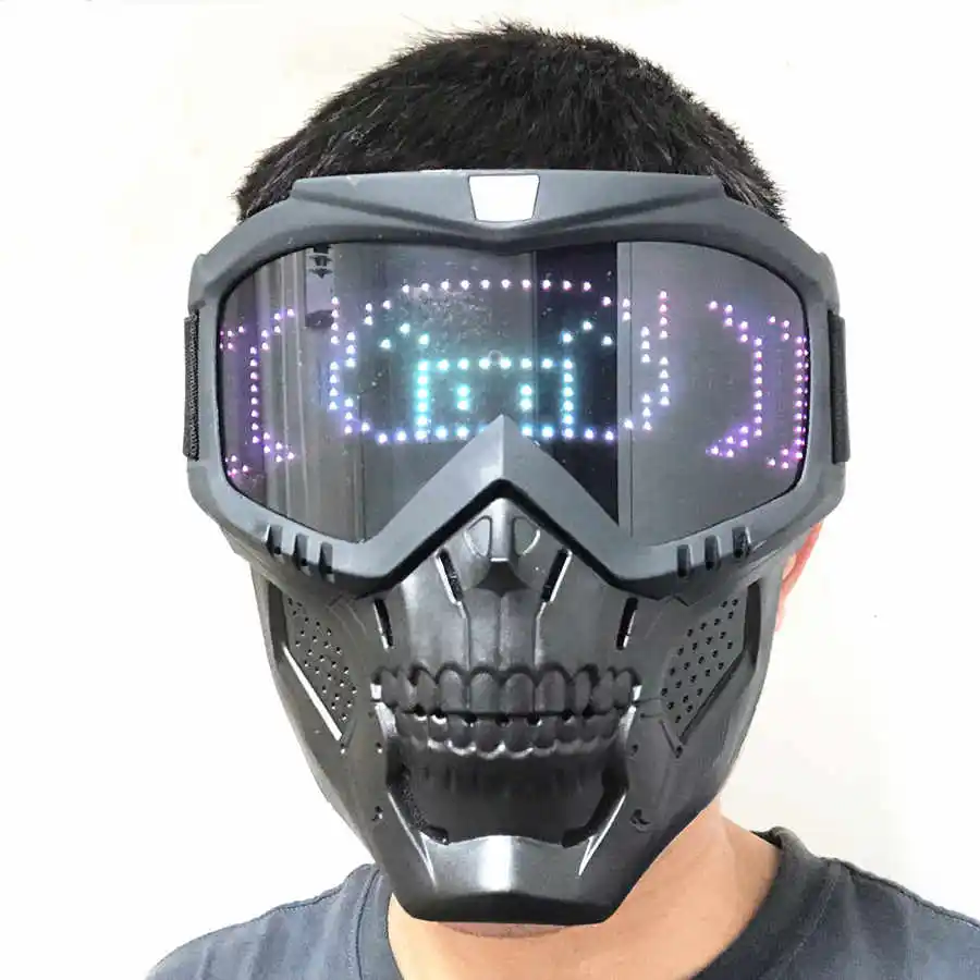 Bluetooth RGB Light Up Airsoft Paintball Tactical LED Display Mask Maska celá tvár lebka Halloween Hunting Ochranná maska