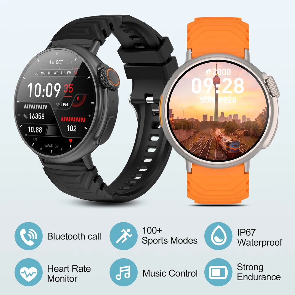 Bluetooth telefonický hovor Smart Watch Sports Fitness Tracker Monitorovanie srdcovej frekvencie Smartwatch Voice Assistant Hudba prehrávanie hodiniek