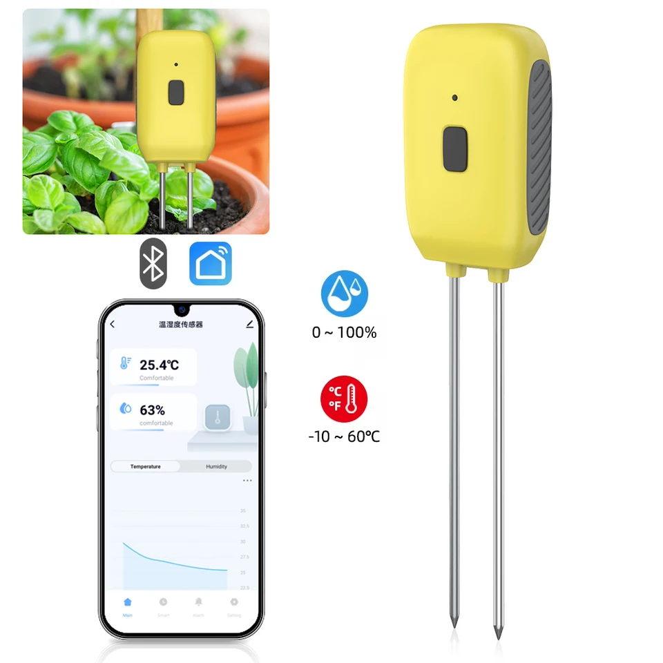 Bluetooth Tuya Tester Tester Temp vlhkosť meracieho metra inteligentný rastlinný snímač Termohygrometer Data Data pre záhradnícky črepníkov