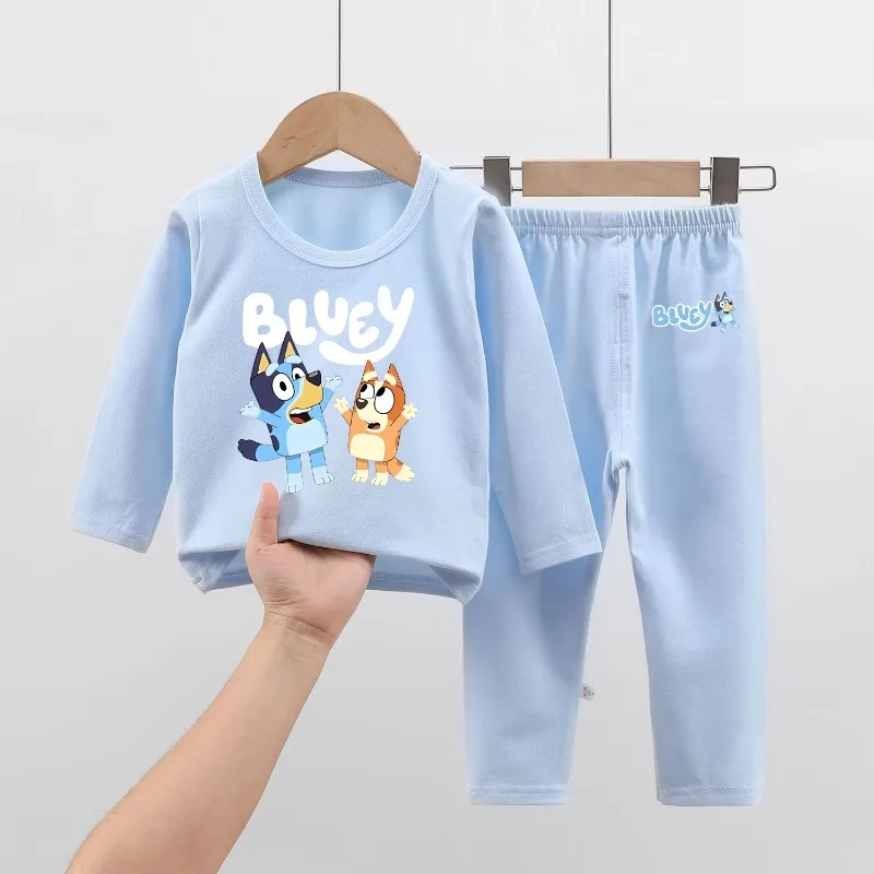 Bluey bingo pyžamové nohavice obleky dieťa 2ks domáce oblečenie tepelné spodné prádlo chlapci dievča Nové nočné oblečenie Príležitostné mäkké oblečenie Loungewear