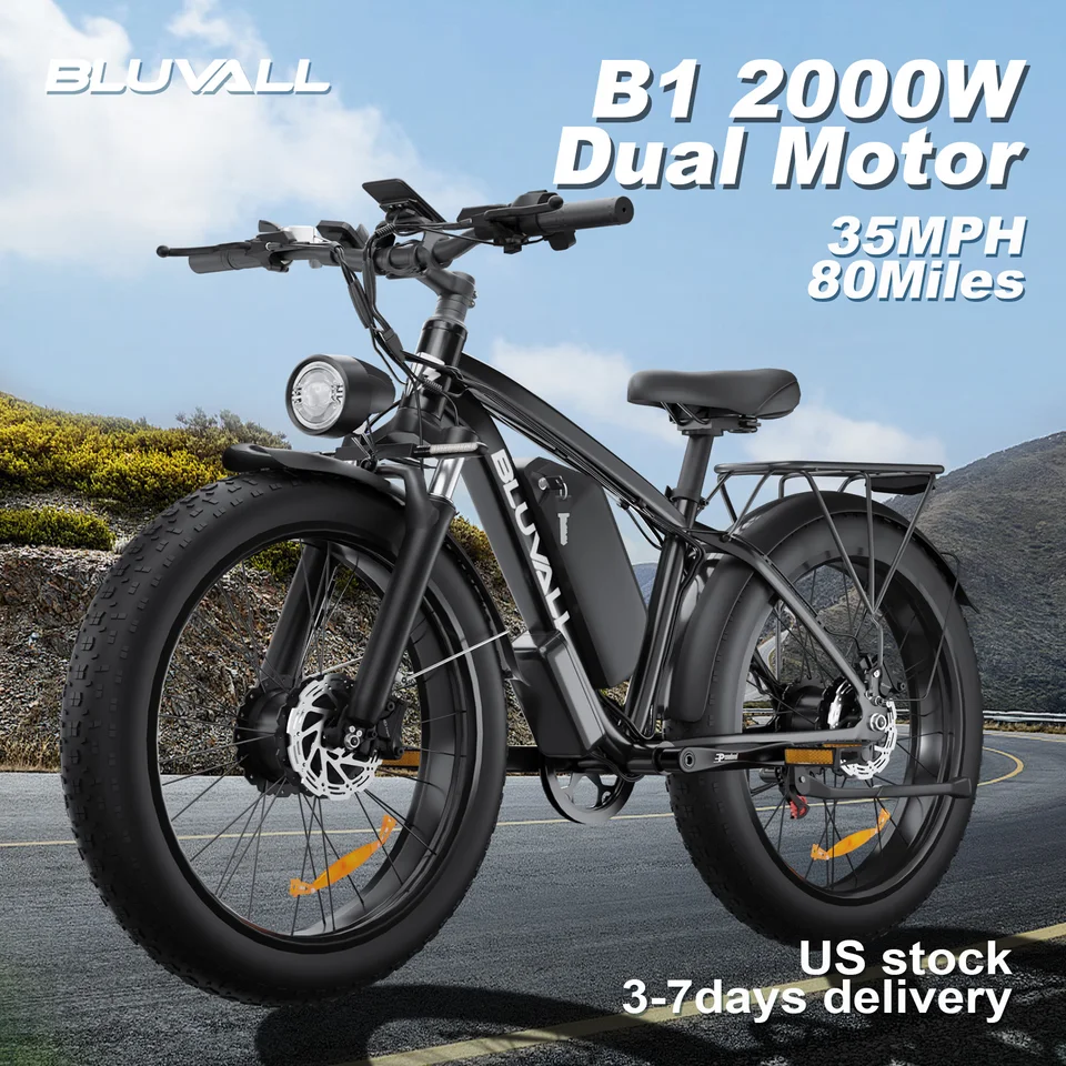 BLVALL B1 48V 2000W Full Suspension E-Bike CE certifikovaný 26 palcovými tučnými pneumatikami skryté dvaná batériu Snow Beach Electric Bicycle