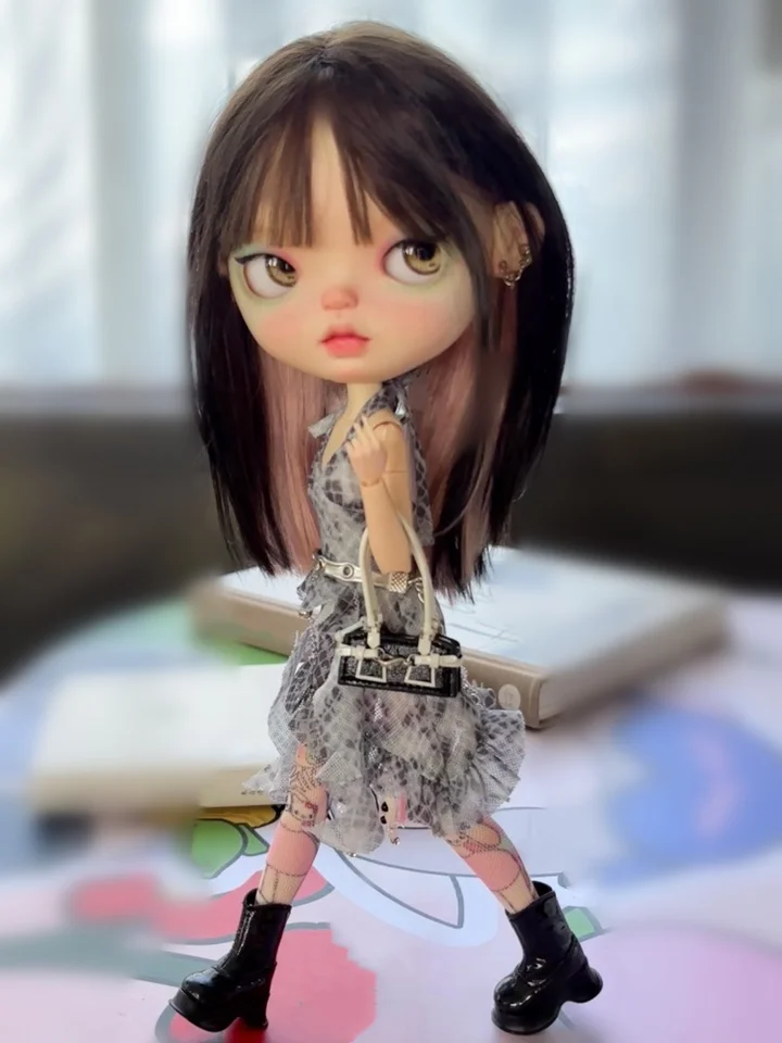 Blyth Dress Icy tlačená priadza sukňa 1/6doll oblečenie (Fit Azone, Pullip, Lati, OB24, OB22, Dal, Jerryb)