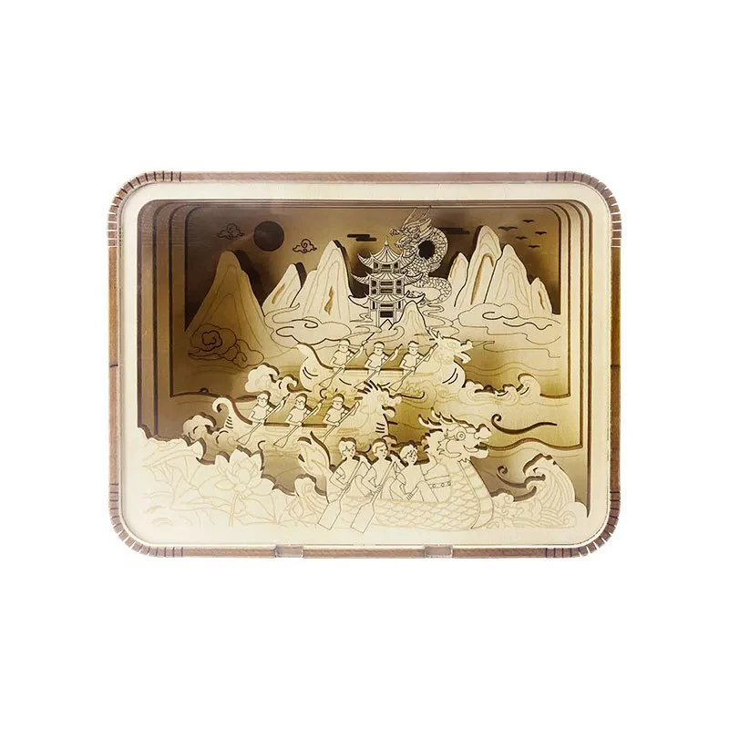BM 3D Drevená puzzle Drevené draky festival nočné svetlo Model ručne vyrábané kutilové montáž