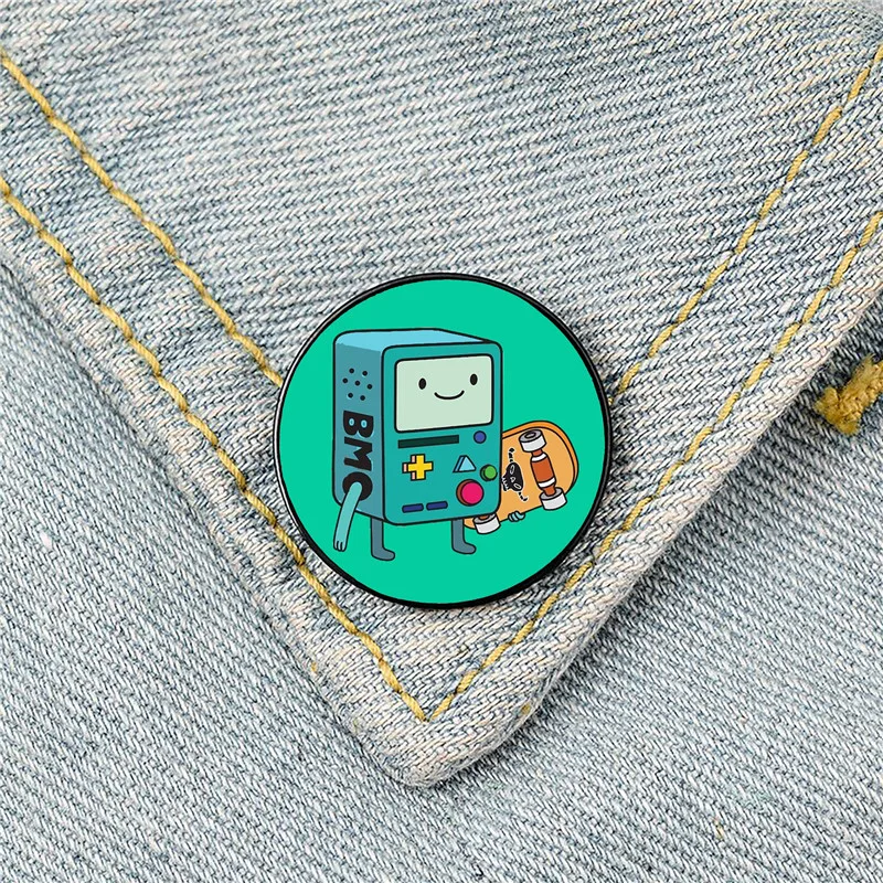 BMO Game Console Printed Pin Custom Funny Brošes tričko klopá taška roztomilý odznak karikatúra roztomilý šperk darček pre milovníkov Girl Friends
