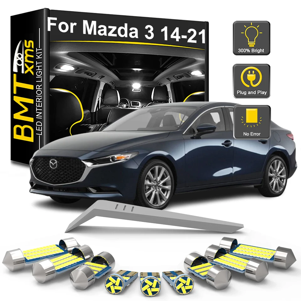 BMTXMS 11ks pre Mazda 3 BM Bn Mazda3 2014 2015 2016 2017 2018 2019 2020 2020 2021 Vnútorné auto LED interiér DOME Light Kit LAMP LAMP CANBUS