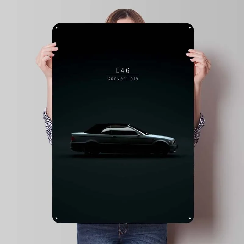 BMW E46 Convertible Car Metal Signs Wall Decor Decor Decotion Ozdobili Man Cave Vintage Kov kovový tanier dekorácia pre domáce umenie nástenná maľba