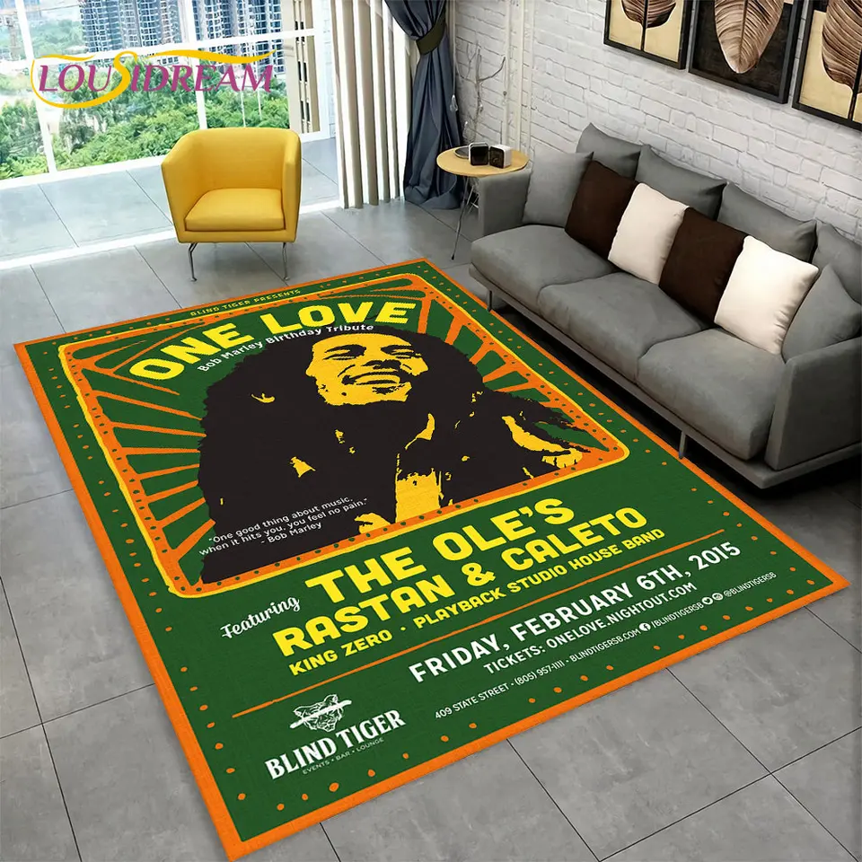 Bob Marley Reggae Music Maple Leaf Jamajský koberec, koberec koberca pre obývaciu izbu spálňová pohovka
