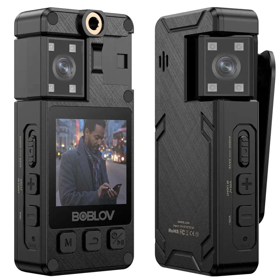 Boblov A24 Mini digitálny fotoaparát HD 1296P Sports Action DV Cameas Bodycam IPS Displej malá kamkordérka vrecká polícia Camara polícia